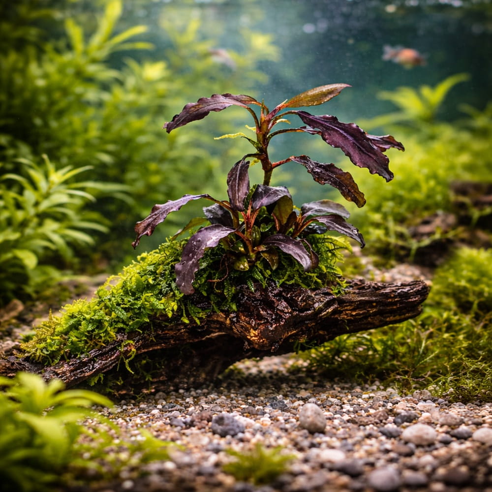 Bucephalandra Red Purple epifit roślina na korzeń łatwa SADZONKA.jpg